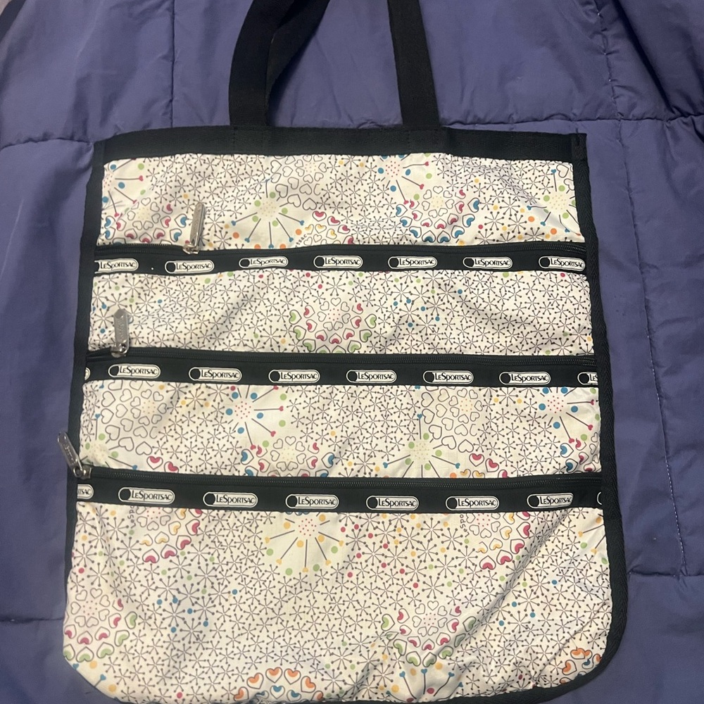 LeSportsac White and Black Patterned Tote